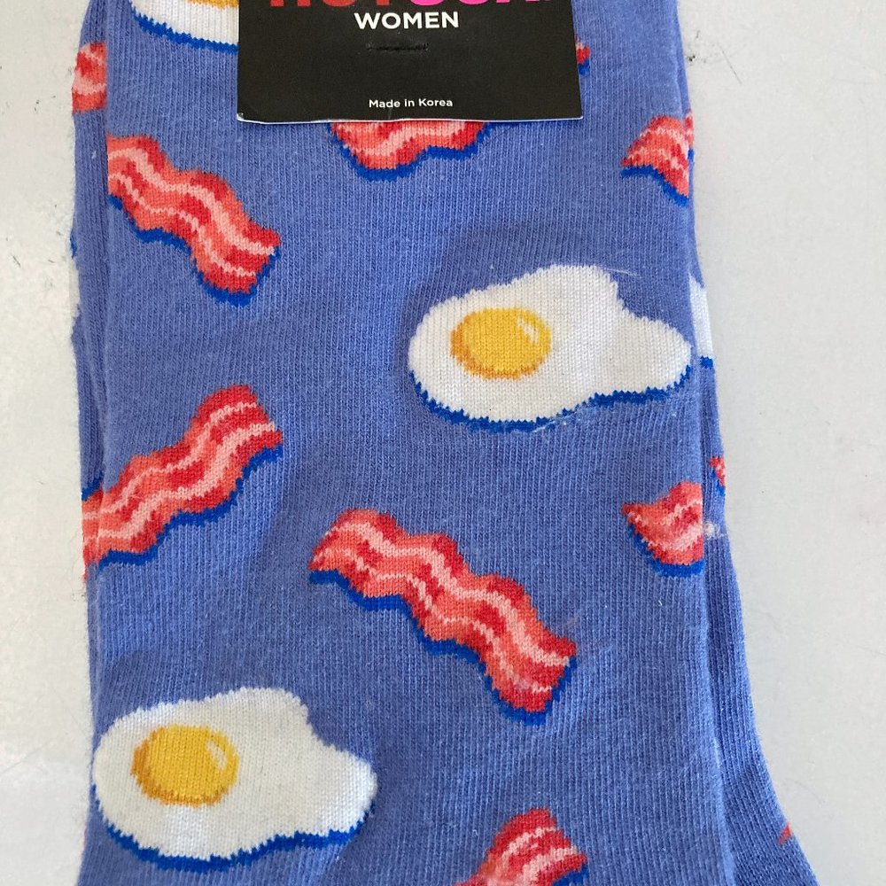NEW Hot Sox Womens Lot Fun Food Theme 5 Pr Socks PBJ Sandwich Popcorn Egg Bacon - Picture 3 of 7